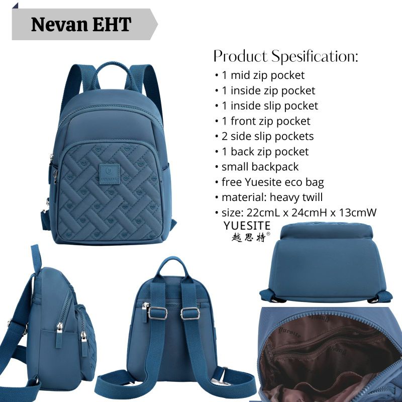 TAS RANSEL KECIL YUESITE NEVAN CL SMALL BACKPACK ORI ANTI AIR KEKINIAN CYUTEBAGS