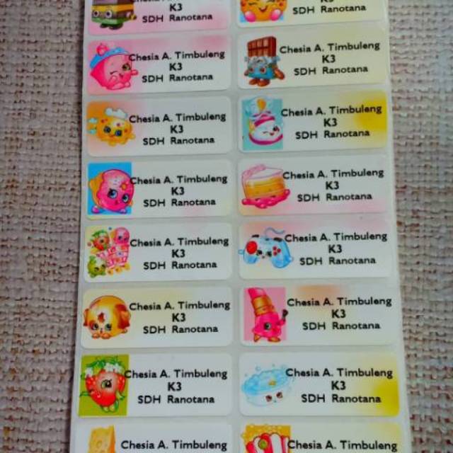 

Shopkins Label nama sticker label name waterproof