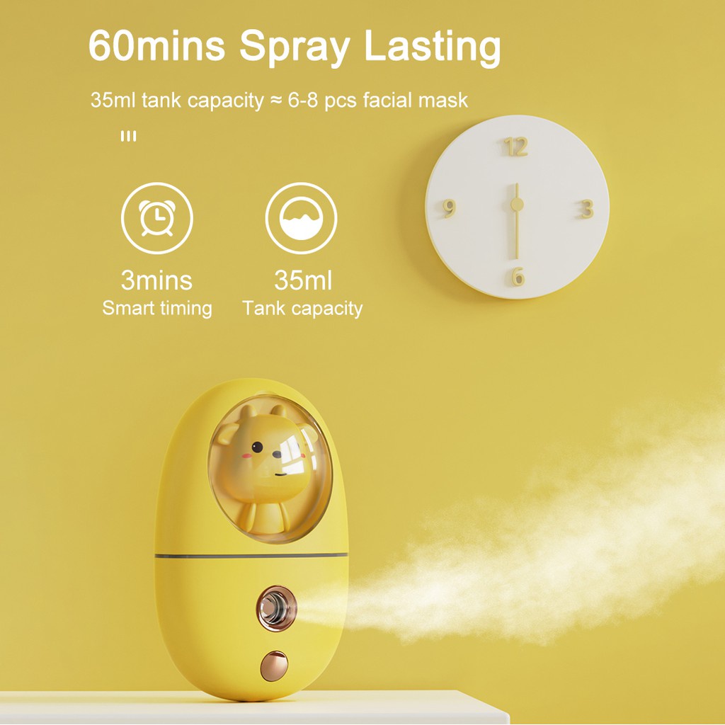 2022 Spray Humidifier Mini Portable Genggam Tangan Rechargeable Desain Hewan Peliharaan Lucu