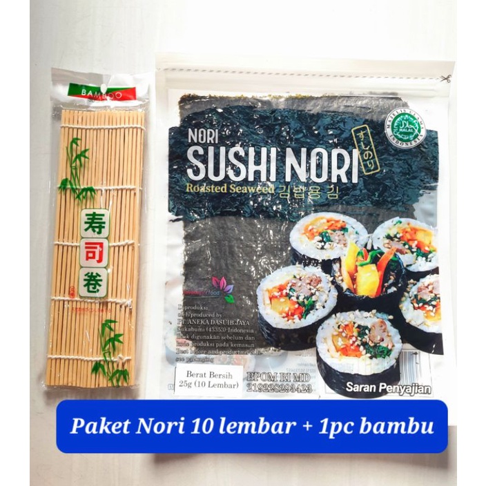 Paket sushi nori 10 lembar bambu bahan bento dry seaweed halal murah sushi nori manjun sakao tokinori