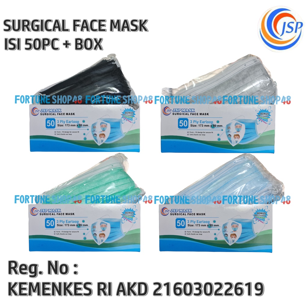 Masker 3Ply JSP EarLoop Kemenkes isi 50pc