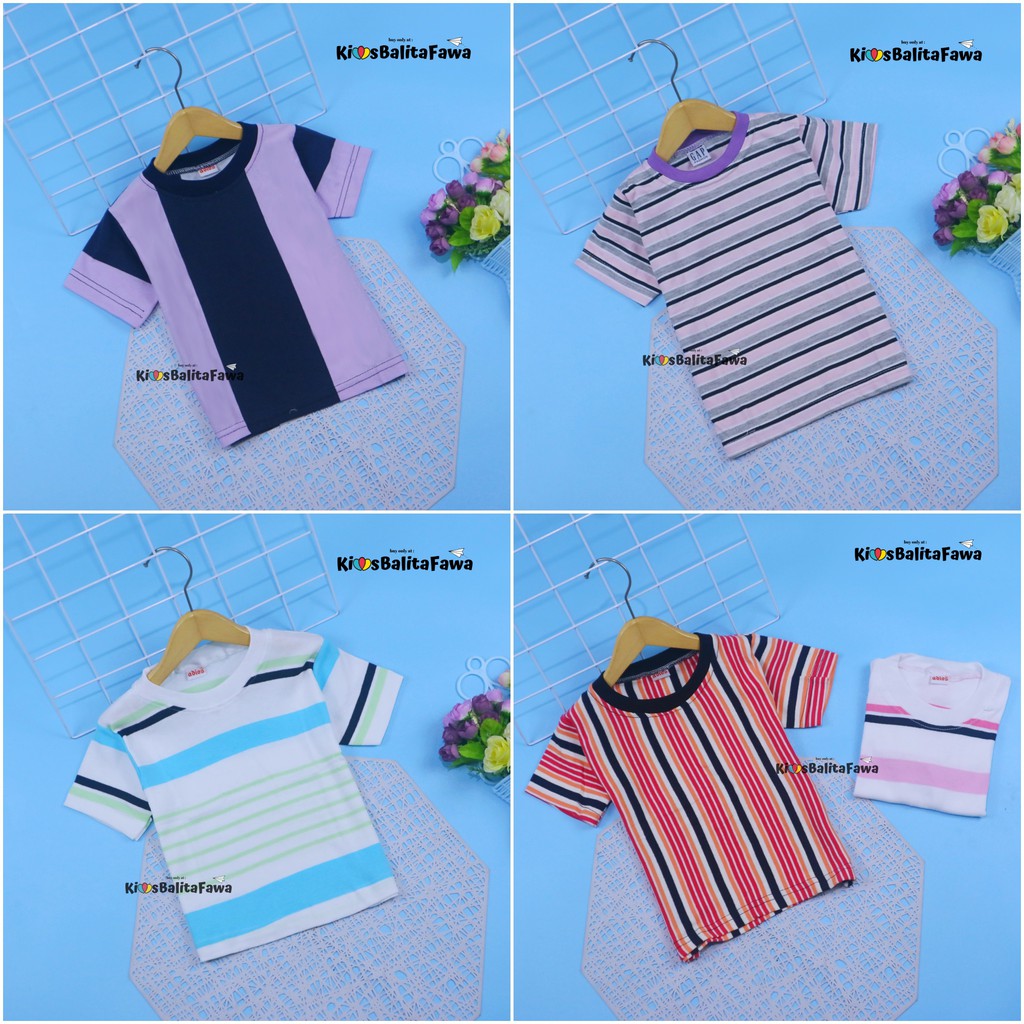 Kaos Geulis  uk 1-2 th / Kaos Anak GIRL Baju Anak perempuan Kaos Salur Cewe Kaos Lengan Anak