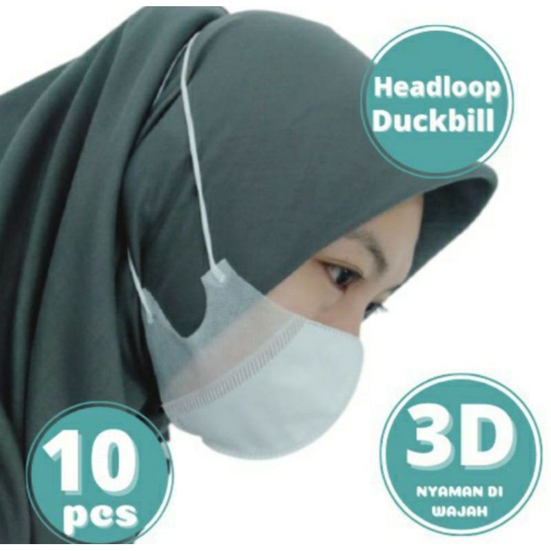 Masker Medis Duckbill Hijab Ijin Kemenkes - Masker Duckbill Headloop Surgical Mask