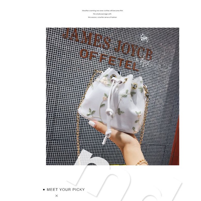 tas selempang mini import putih bunga import bag tas harian wanita kasual simple gaya korea