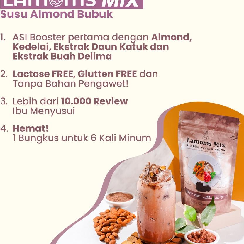 ☑ LAMOMS MIX Almond Milk - 200gr - Booster ASI - Plus Soya & Katuk Extract & Pomegranate Extract ♞