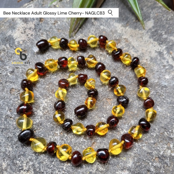 Kalung Amber Dewasa Premium Glossy Lime Cherry NAGLC83 46-50cm by Amber Bee