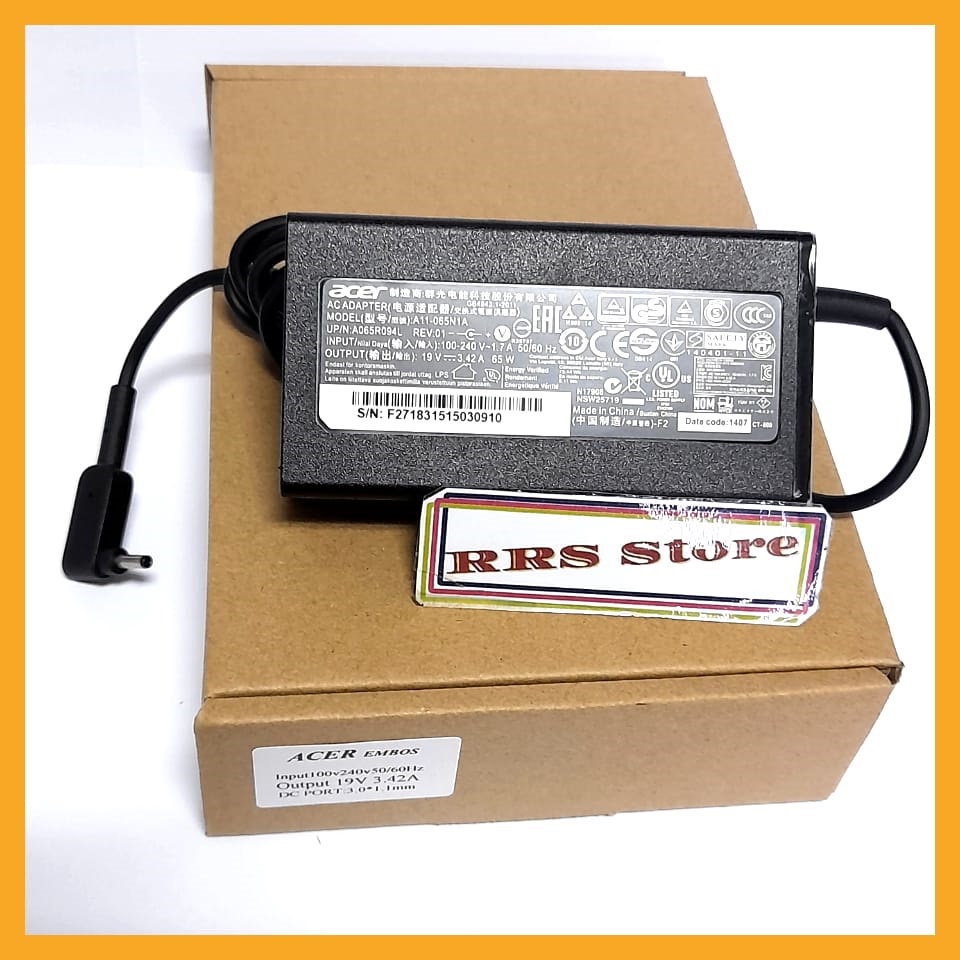 Adapter Charger Laptop ACER 65W 19V 3.42A 3.0X11mm  Acer MS2364 V3-331 V3-331-P8F4 A065R094L A11-065N1A Notebook PC EU US Sudah termasuk Kabel power  A11-065N1A, PA-1650-80, ADP-65MH B, PA-1650-86, AK.065AP.034, KP.06503.007, NP.ADT11.008, KP.06503.005, N