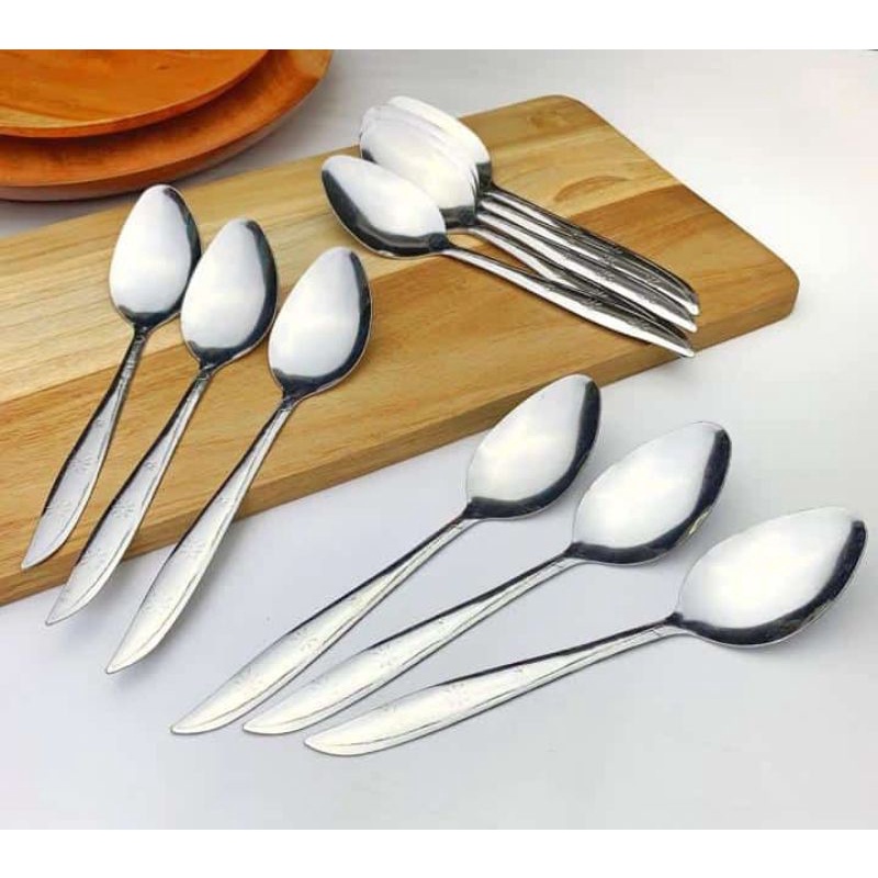 Sendok Garpu Set Stainless 12pcs 303 / 888 Alat Makan Tebal Polos Bulat Spoon Spoons Silver Stainles Steel Souvenir