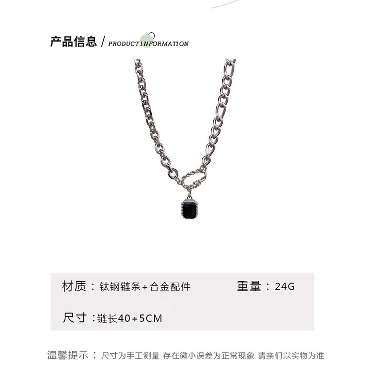 Gaya Korea sederhana onyx hitam liontin kalung untuk wanita in niche desain retro hip hop pribadi kl