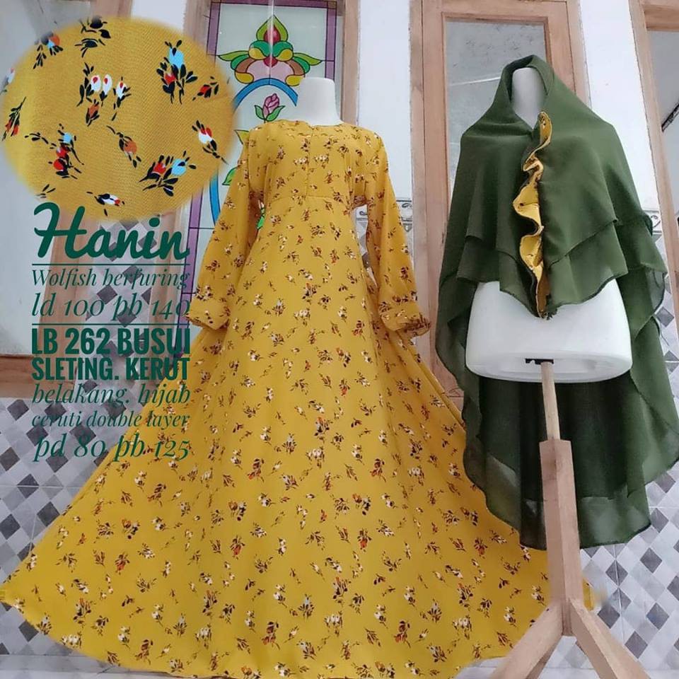 Set Gamis Menyusui Hanin 100 wolfis gracia khimar cerutty dasi syari