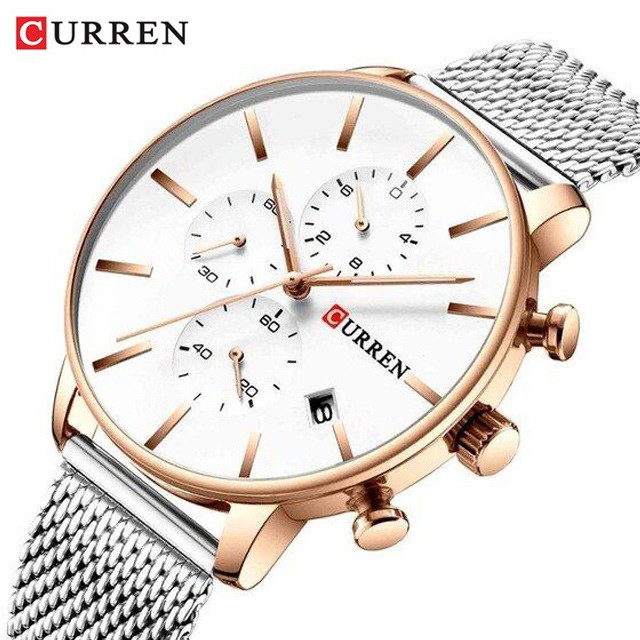 CURREN 8339 Jam Tangan Pria Analog Stainless Steel Chronograph Aktif WATCHKITE WKOS