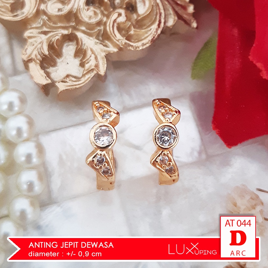 AT 044 Anting Jepit Model Paku Perhiasan Imitasi Lapis Emas 18K Permata Zirkon Aksesoris Xuping Murah Luxx Xuping