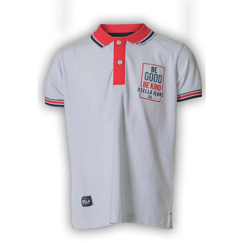 Osella Baju Anak Laki Laki Polo Shirt White Be good Be Kind