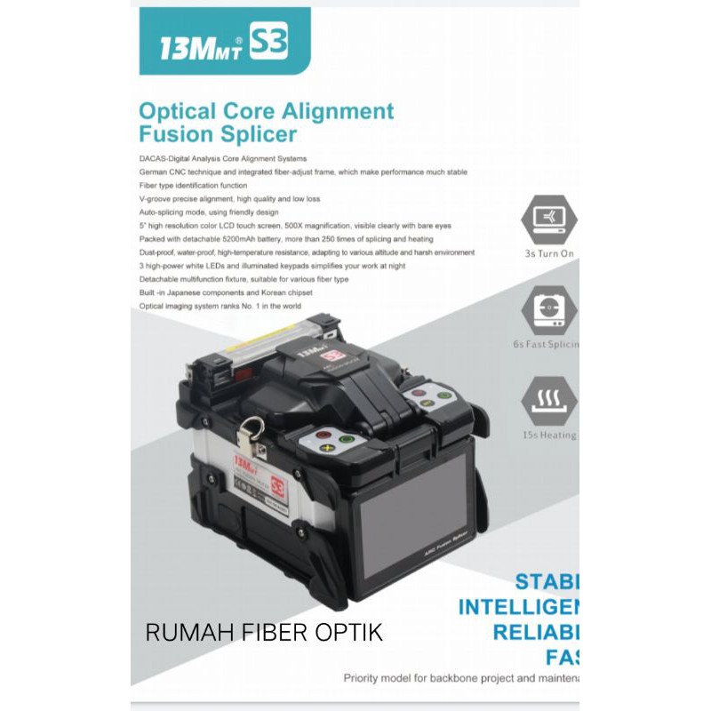 fusion splicer tumtec 13mmt s3/alat sambung fiber optic