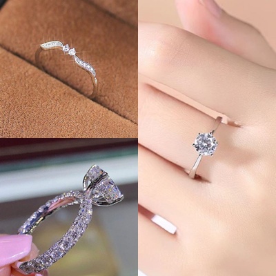 Cincin Casual Berlian Sterling Titanium Couple Warna Silver dan Rosegold untuk wanita