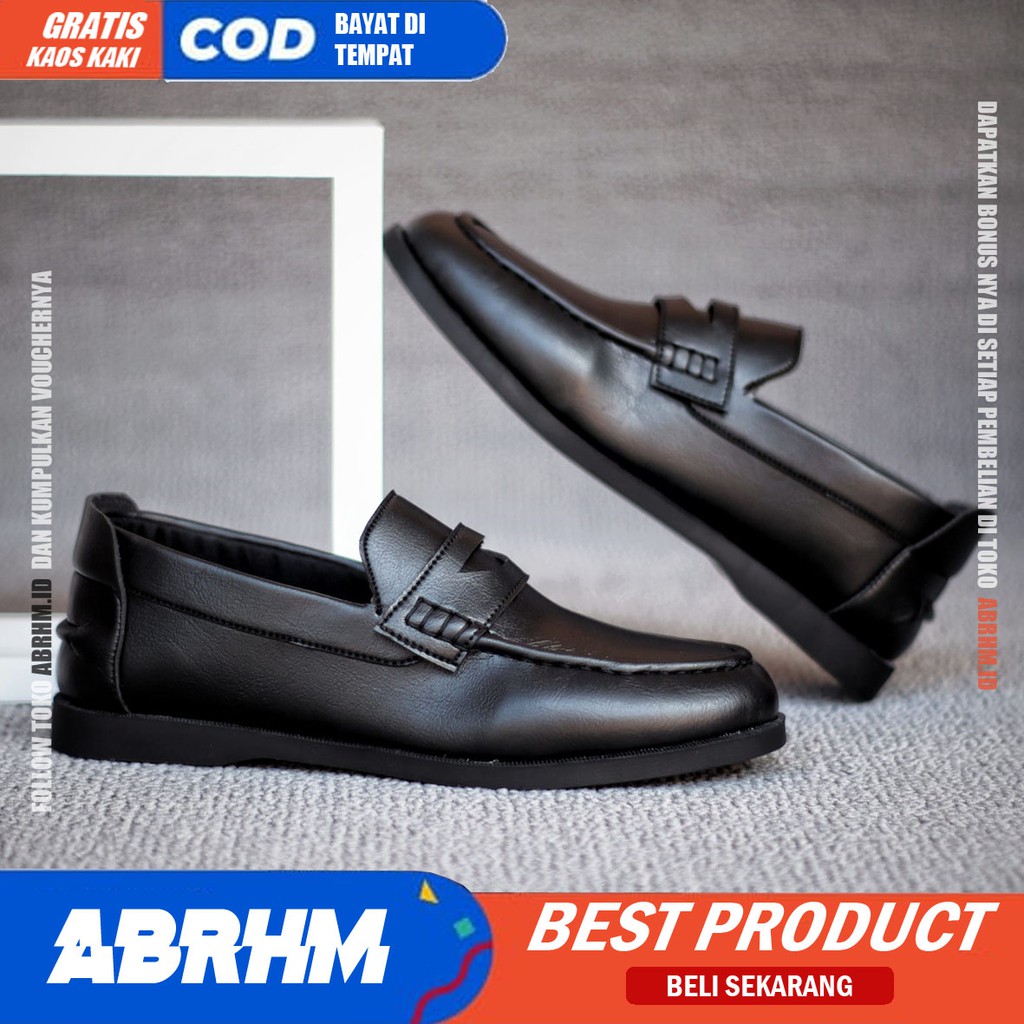 CAMMO Sepatu Slip On pria Kulit Pu Premium Sepatu Pria Casual Pantofel Kerja Kondangan Semi Formal Sepatu Kasual Santai Gaya Keren Kekinian Murah Terlaris