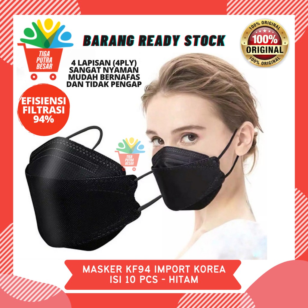 Masker KF94 Warna Hitam - Masker Impor Korea Good Quality