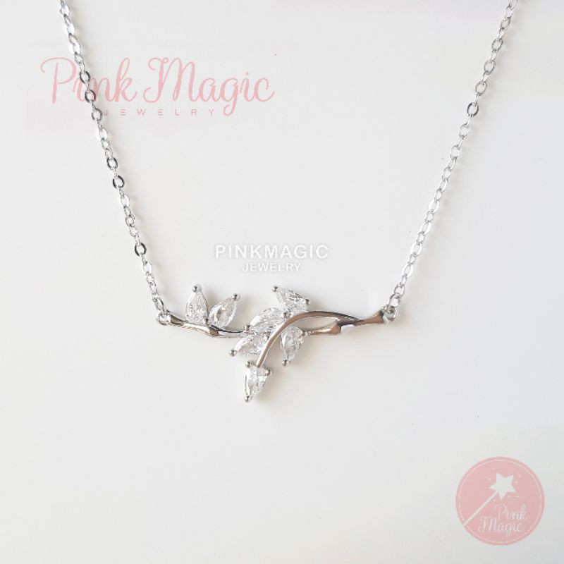 Kalung perak PINKMAGIC tangkai daun cantik Beautiful leaf branch COSIMA