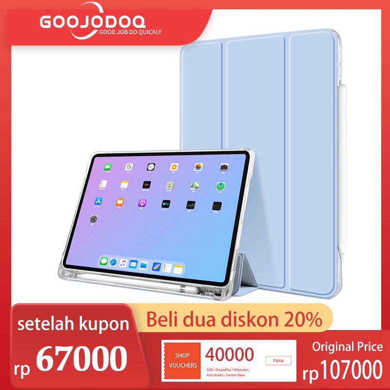 【Beli dua diskon 20%】 GOOJODOQ 2022 Flip Stand Case Matte Transparent For iPad mini 4/5 Air 4 10.2 - hijau tua,For ipad 11 2020