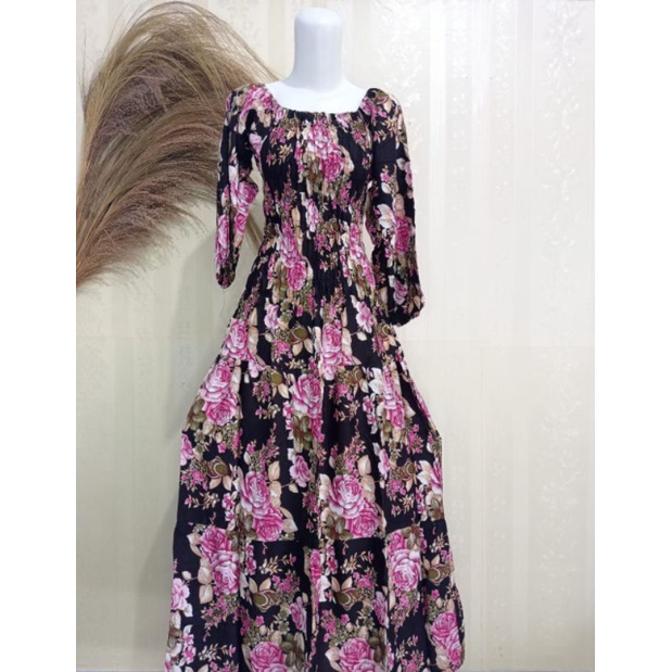 DRESS DASTER CANDA KERUT LENGAN PANJANG