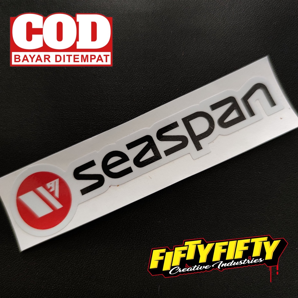 Stiker Print Cut SEASPAN Stiker Printing Laminasi Glossy Tahan Air Stiker Motor Mobil Helm Sudah Membentuk Pola Desain