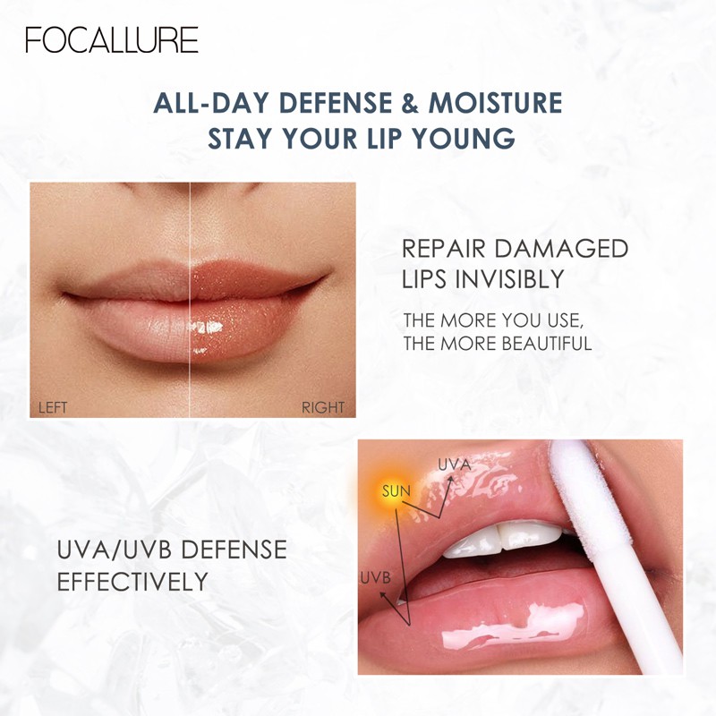 FOCALLURE Plumpmax Lip Gloss Shimmer Glossy Makeup Berkilau Dengan Ekstrak Mint /Melembabkan