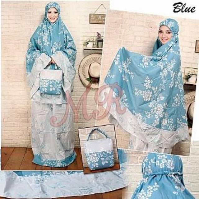 Mukena katun jepang flora blue Shopee Indonesia Mukena katun jepang flora blue Shopee Indonesia