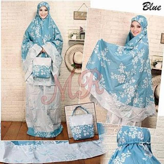  Mukena  katun jepang  flora blue Shopee  Indonesia