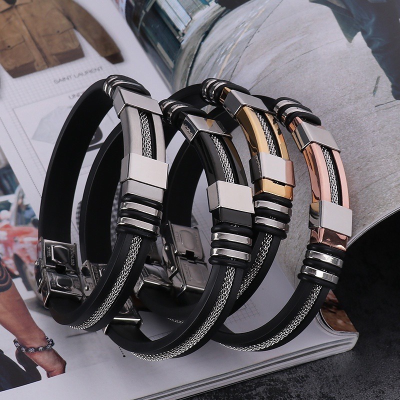 [Z H Jewelry] Gelang Stainless Steel Fashion Pria/Aksesoris Perhiasan Pesta hip Hop