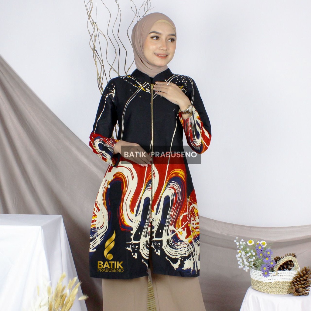 BATIK PRABUSENO TUNIK PAMELLA HITAM ATASAN BAJU BATIK WANITA PRABUSENO / ATASAN WANITA / TUNIK WANIT
