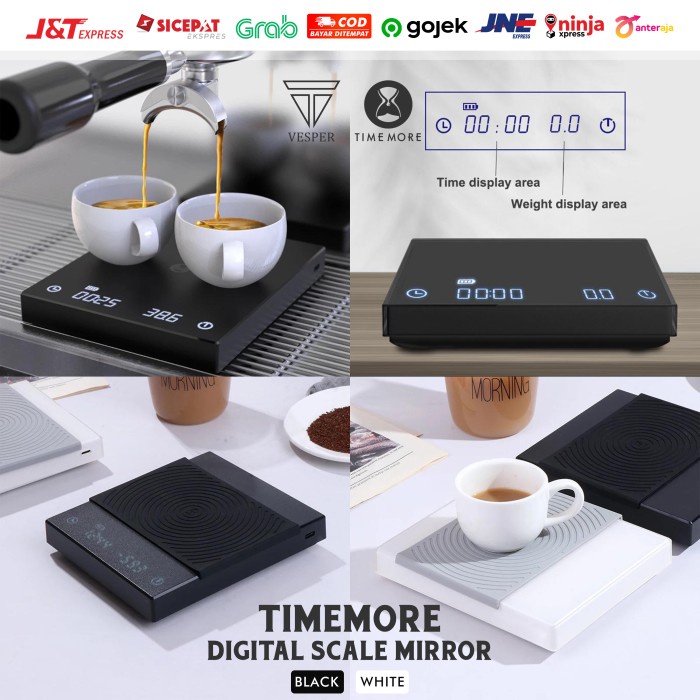 

DISKON - (BISA COD) timemore digital coffee scale USB / timbangan kopi V60 premium quality - Putih