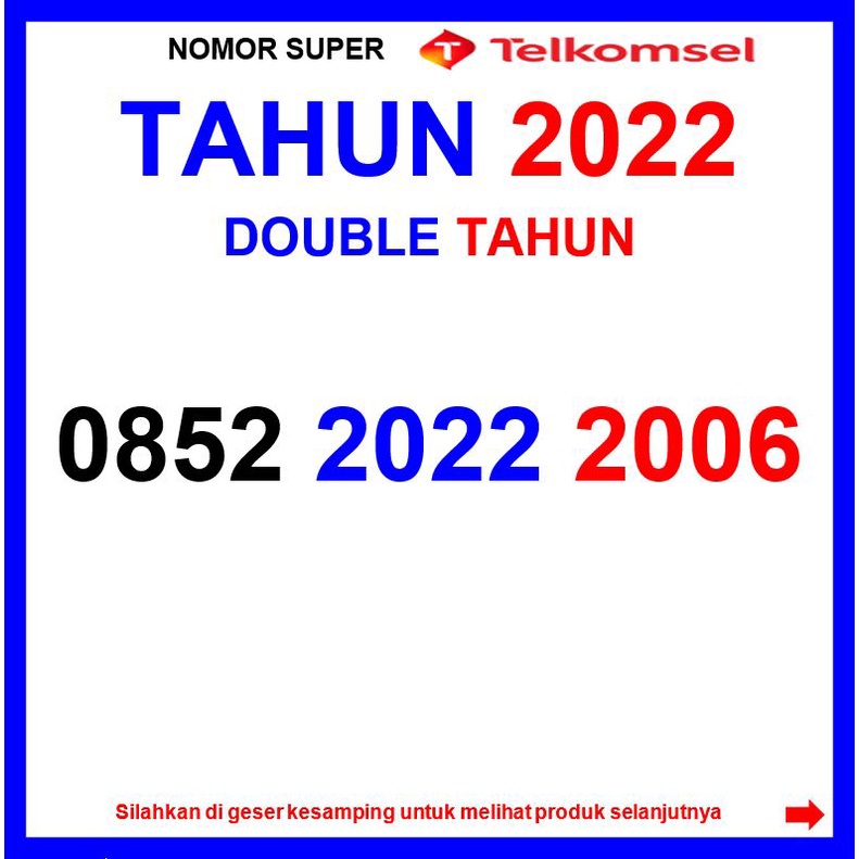 Nomor cantik 2022 2006 Nomor cantik telkomsel 0852 2022 2006 seri double tahun super nomer kartu per