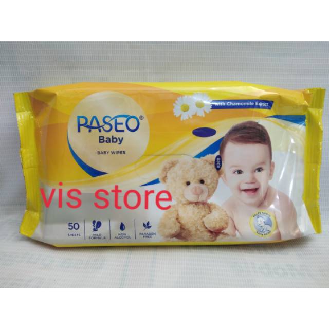 Paseo Baby Wipes 50 sheet Chamomile tisu basah paseo