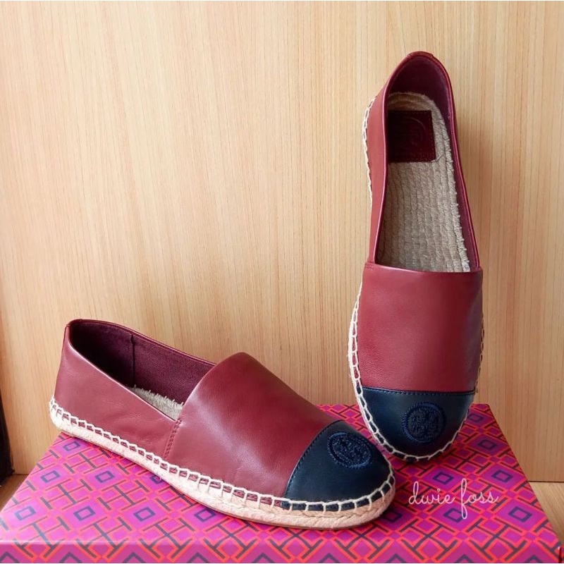 Sepatu T0ry Burch Espadrille Colorblock Ivory  Black Original