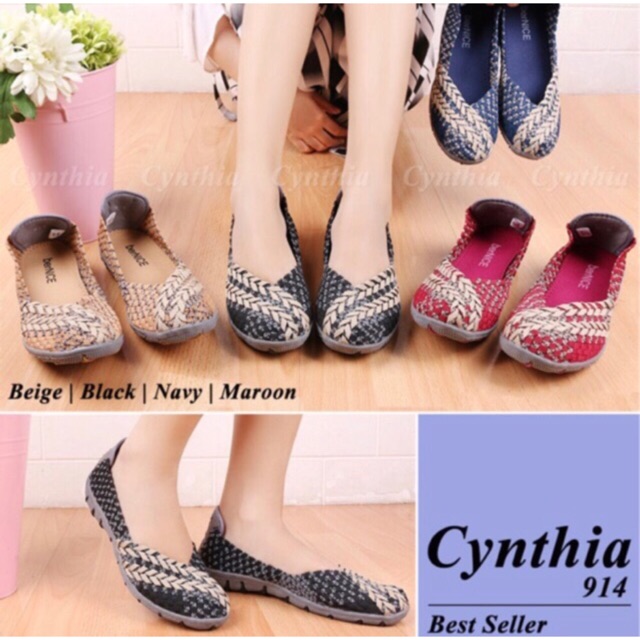 Cynthia 914 flat sepatu rajut wanita