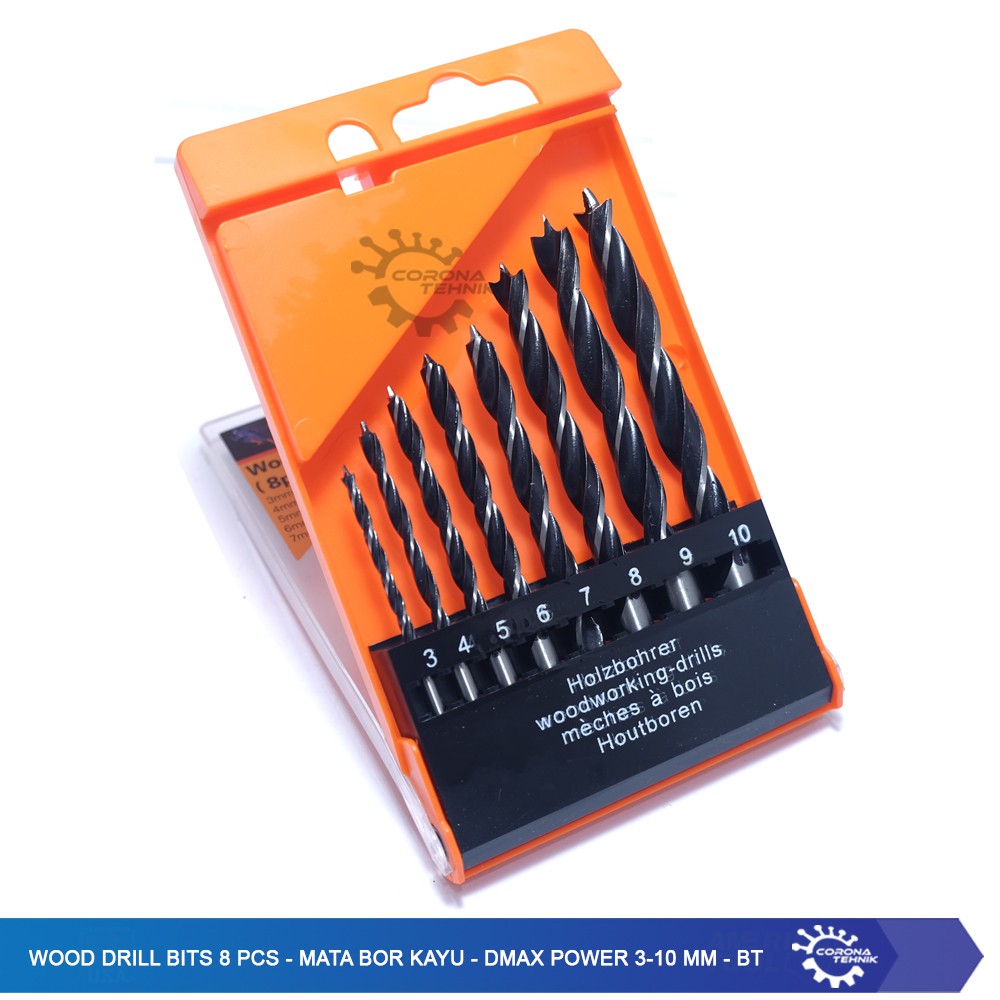 Wood Drill Bits 8 Pcs - Mata Bor Kayu - Dmax Power 3-10 mm - BT