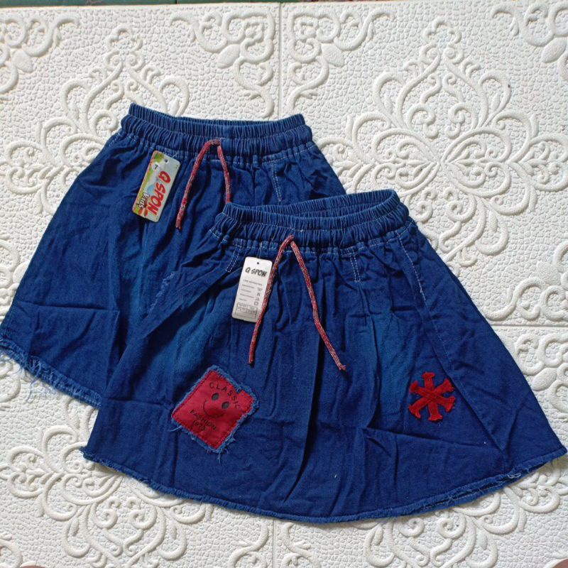 ROK JEANS ANAK BORDIR KANCING