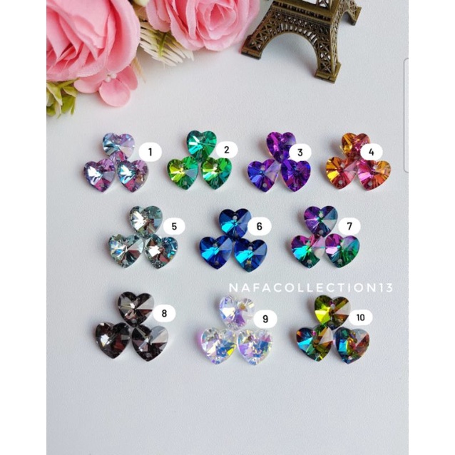 (1 pcs) Crystal Swa Love 14mm 2 lubang