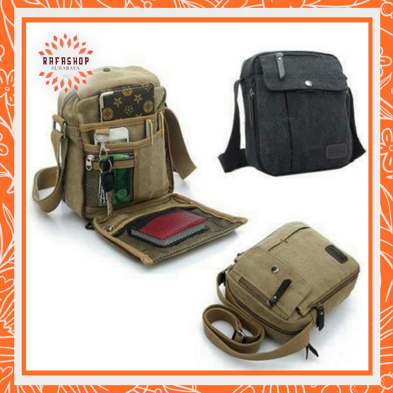 AG003 Tas Bahu Selempang Kanvas pria / Sling bag / Organizer Travel Bag