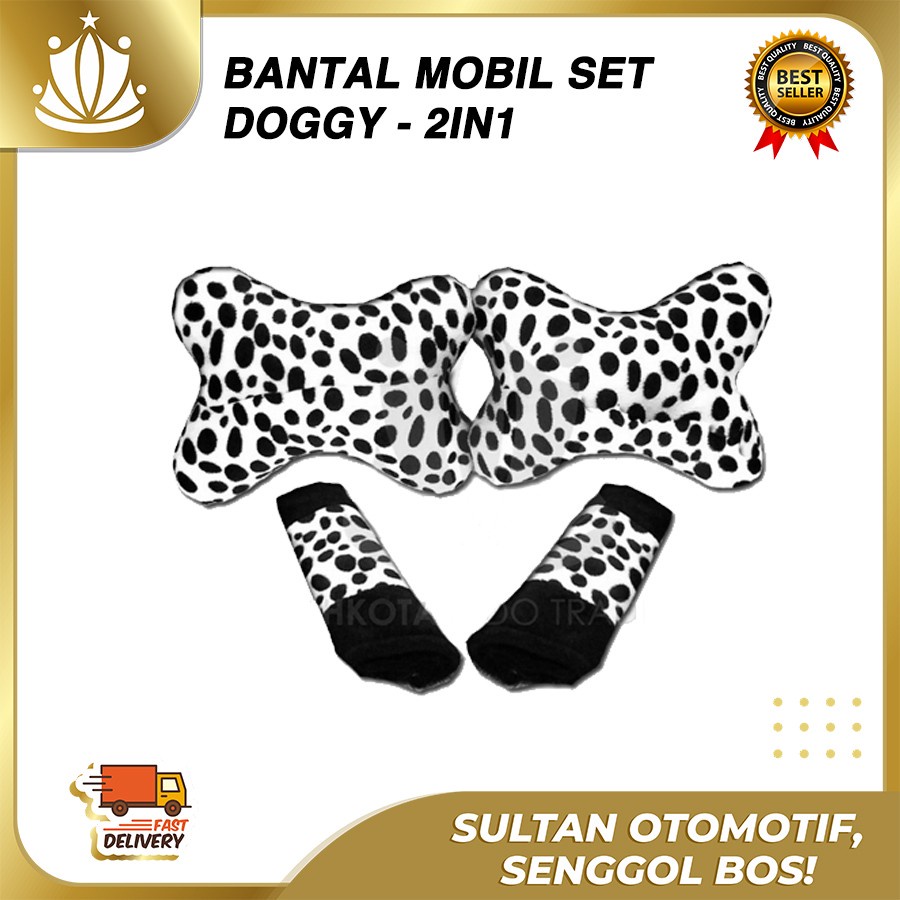 BANTAL MOBIL DOGGY DALMANSION / TEMPAT SAMPAH DOGGY / AKSESORIS MOBIL MOTIF DOG PAKET HEMAT