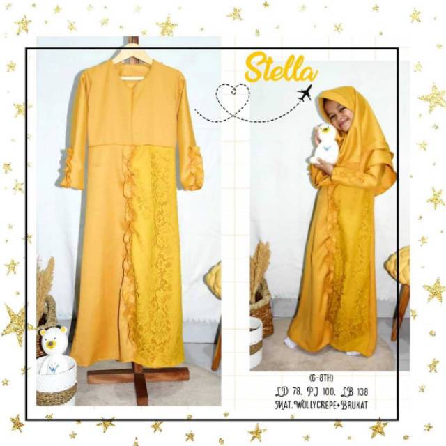 STELLA SYARI KIDS Bahan WOLYCRAPE Gamis Anak 7-9 tahun Tanggung Terbaru 2020  Murah Kekinian Terbaru