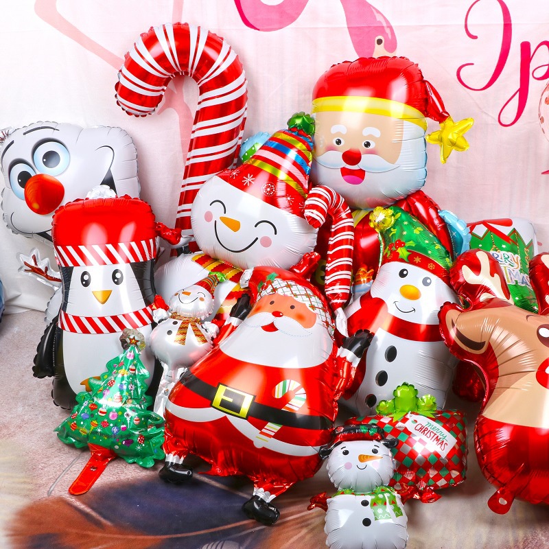 Balon Foil Desain Snowman Santa Claus Elk Untuk Dekorasi Natal