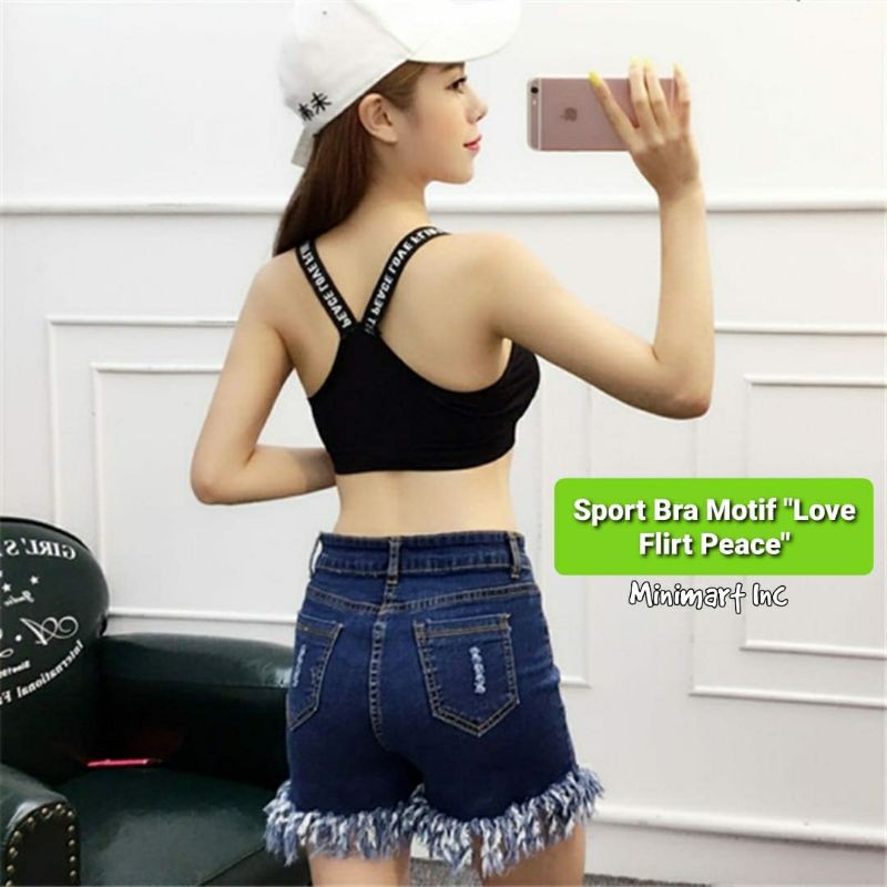Sport Bra Motif "Love Flirt Peace"