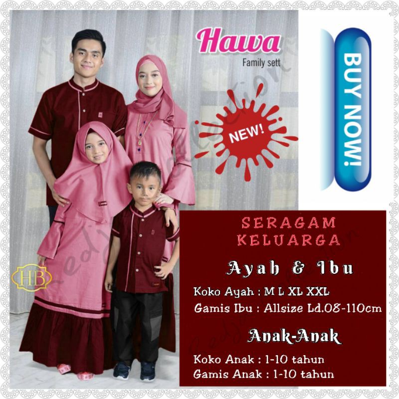 COUPLE FAMILY HAWA SET/BAJU SARIMBIT KELUARGA/SERAGAM LEBARAN