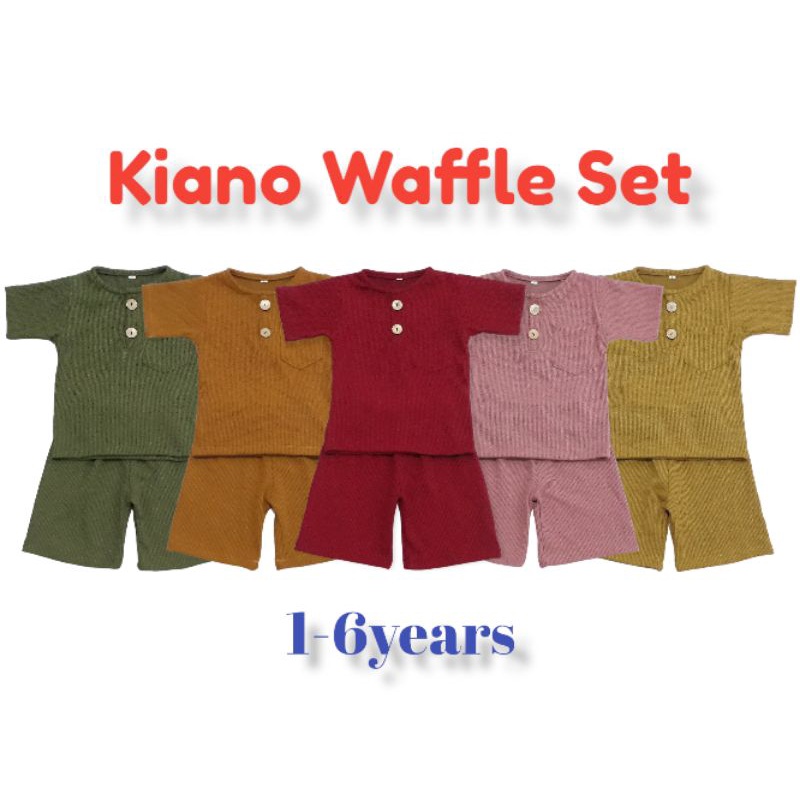 KIANO SET WAFFLE setelan anak baju pendek anak