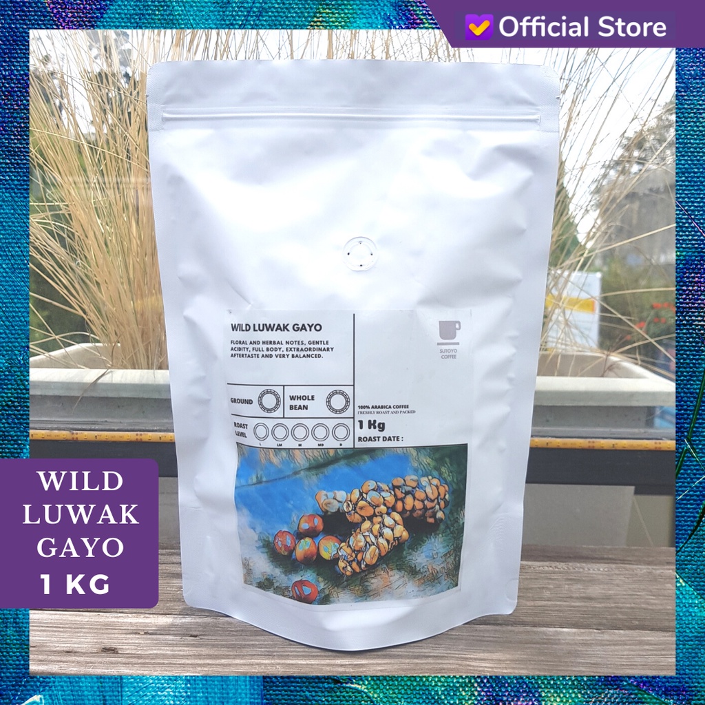 

SUTOYO COFFEE – Kopi Arabika Aceh Gayo Luwak Liar 1 Kilogram (kg) 100% Wild Civet Coffee by Sutoyo Coffee | Single Origin | Specialty Arabica Coffee | Roast Beans