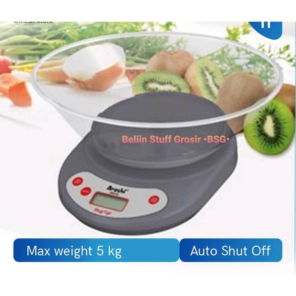 Timbangan Dapur Digital Mangkok 5 kg Arashi AKS 02/ Timbangan Kopi, Kue 5 kg/ Kitchen scale