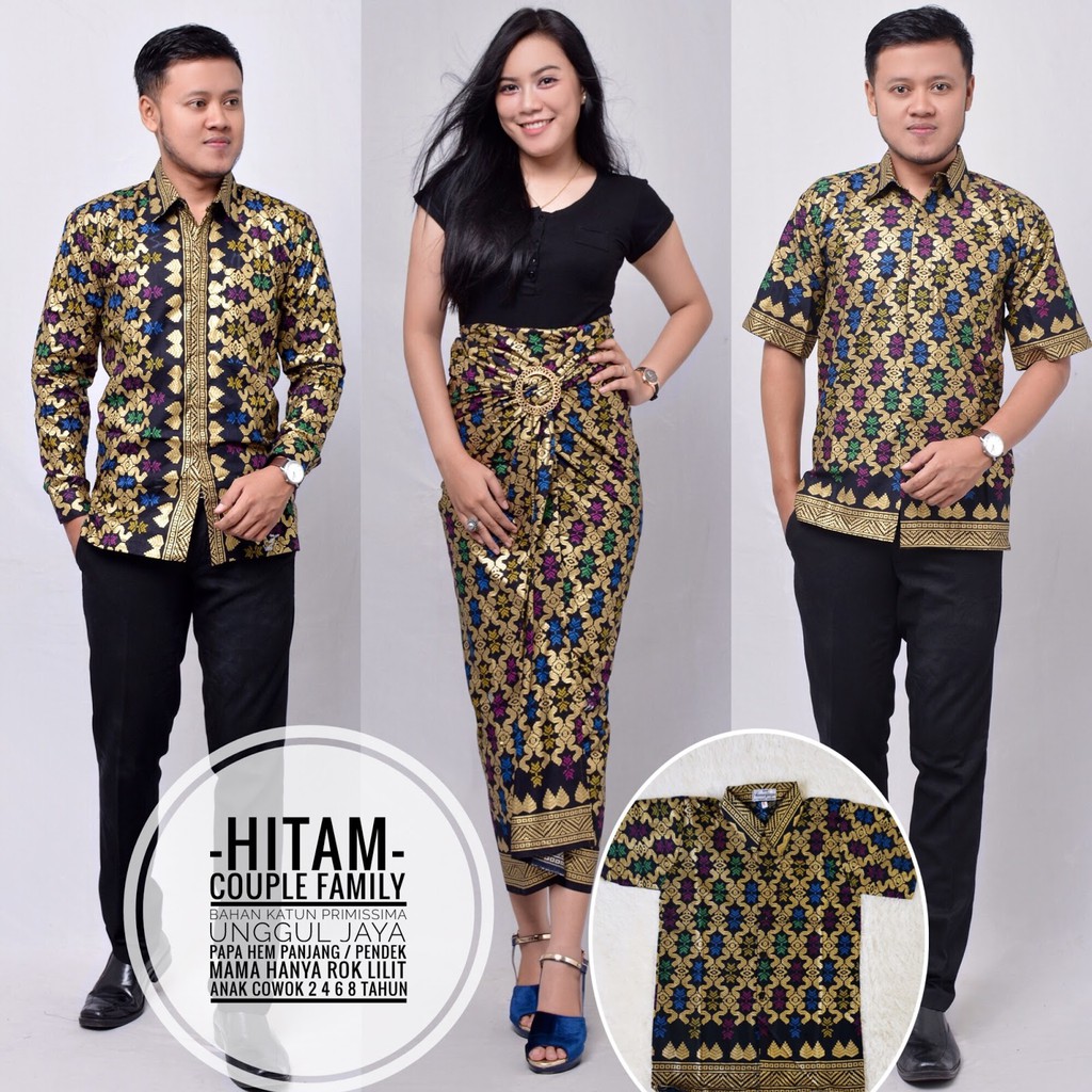 baju couple batik keluarga warna hitam