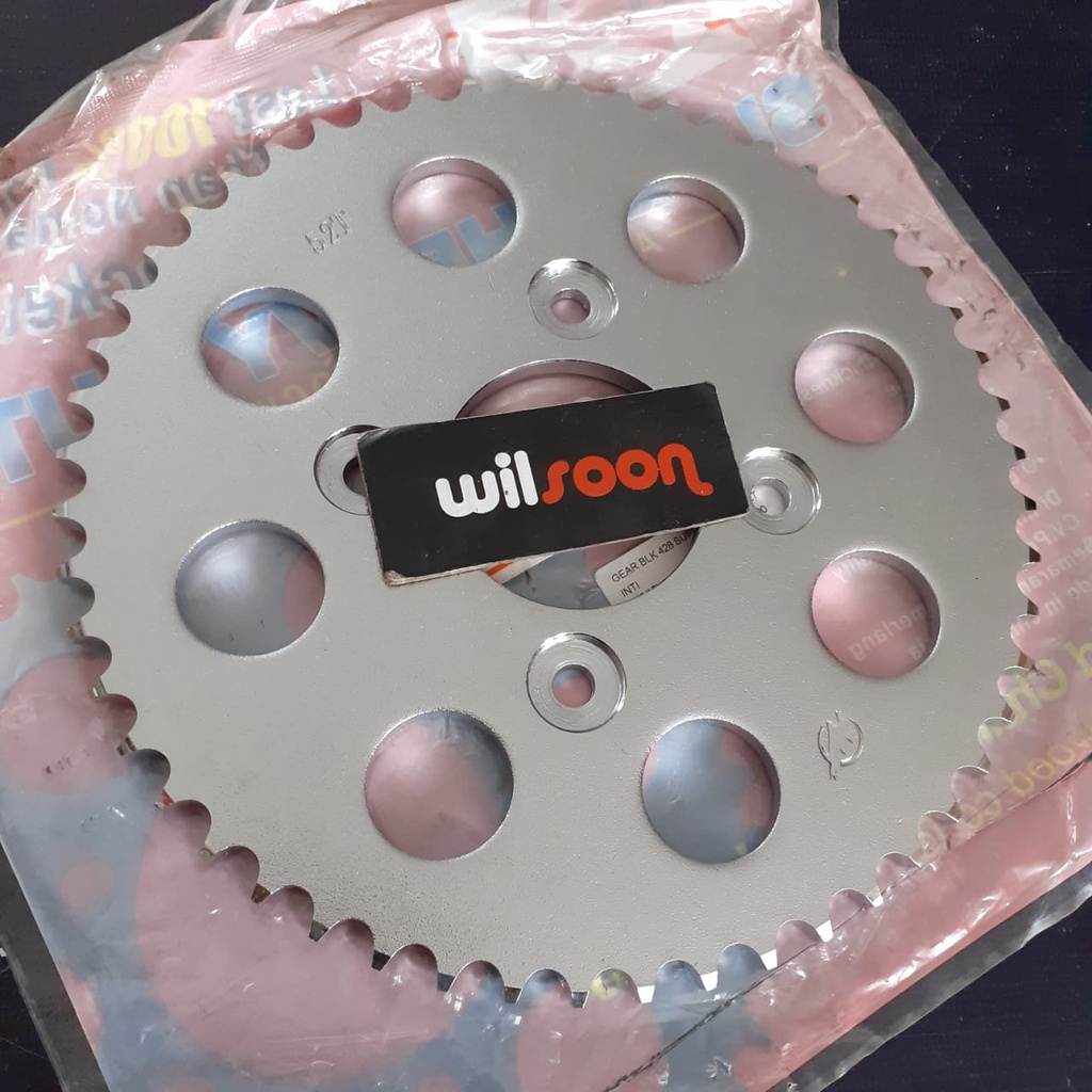Gear / Gir Belakang / Sprocket  Honda Supra Fit New / Supra X 125 / Wave 125 Wilwood 52T 428 Chrome