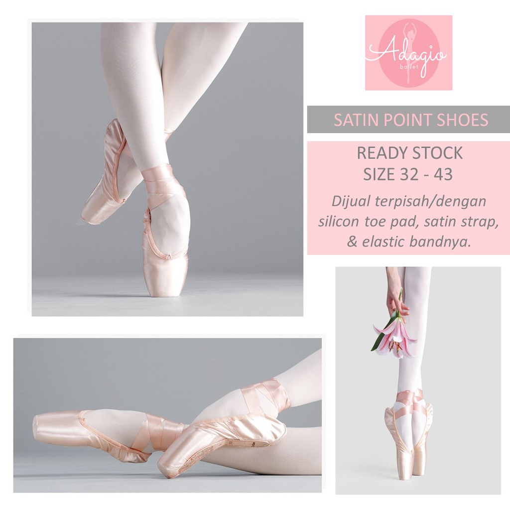 [READY STOCK] FREE BOX &amp; POUCH - POINTE SHOES ORIGINAL DAYDANCE SEPATU BALET BALLET POINT SHOE BALERINA PROFESIONAL SHANK TOE SATIN WIDE BOX TAPERED
